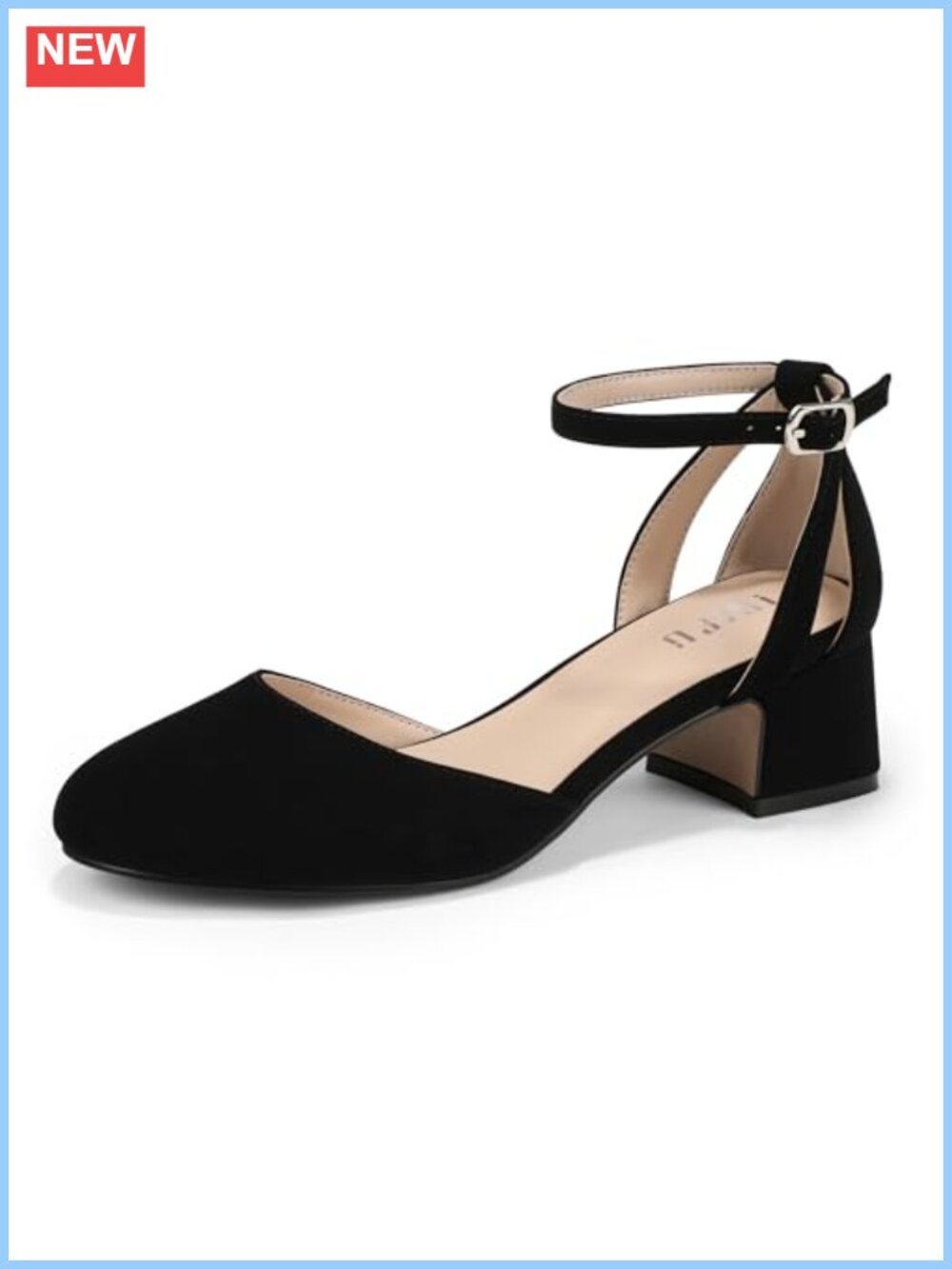 IDIFU IN2 Women's Pumps Closed Round Toe Low Block Dressy Heels